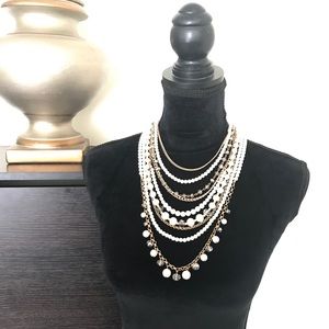 New Peals & Crystal multistring Statement Necklace